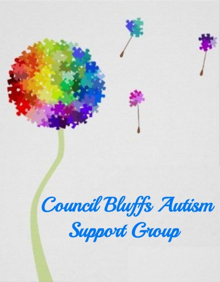 Council Bluffs Autism Support group logo with a multicolored puzzle piece dandelion 